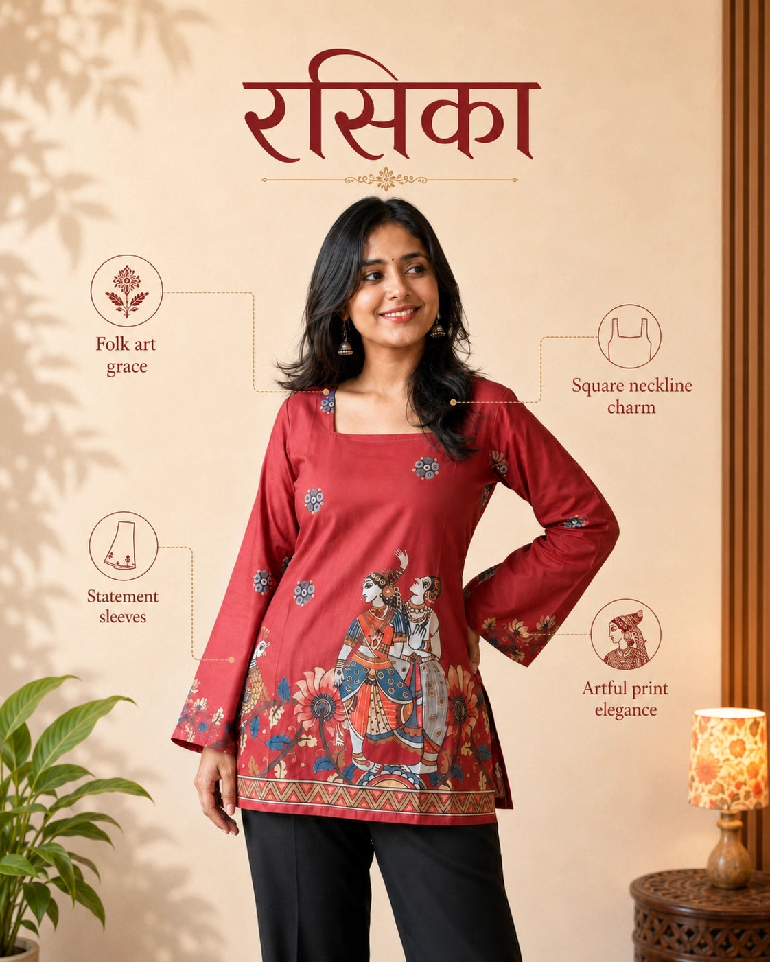 Rasika Kalamkari Mulmul Cotton Kurti