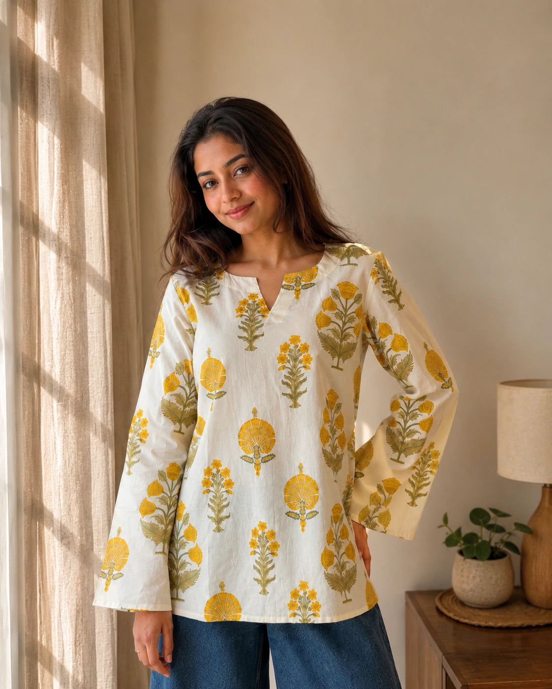 Vanika Botanical Printed Cotton Kurti