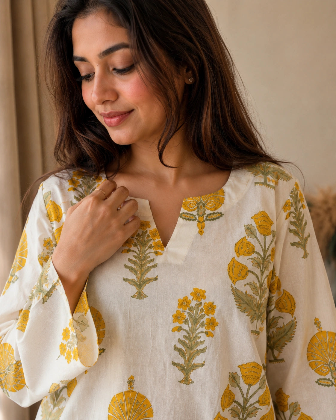 Vanika Botanical Printed Cotton Kurti