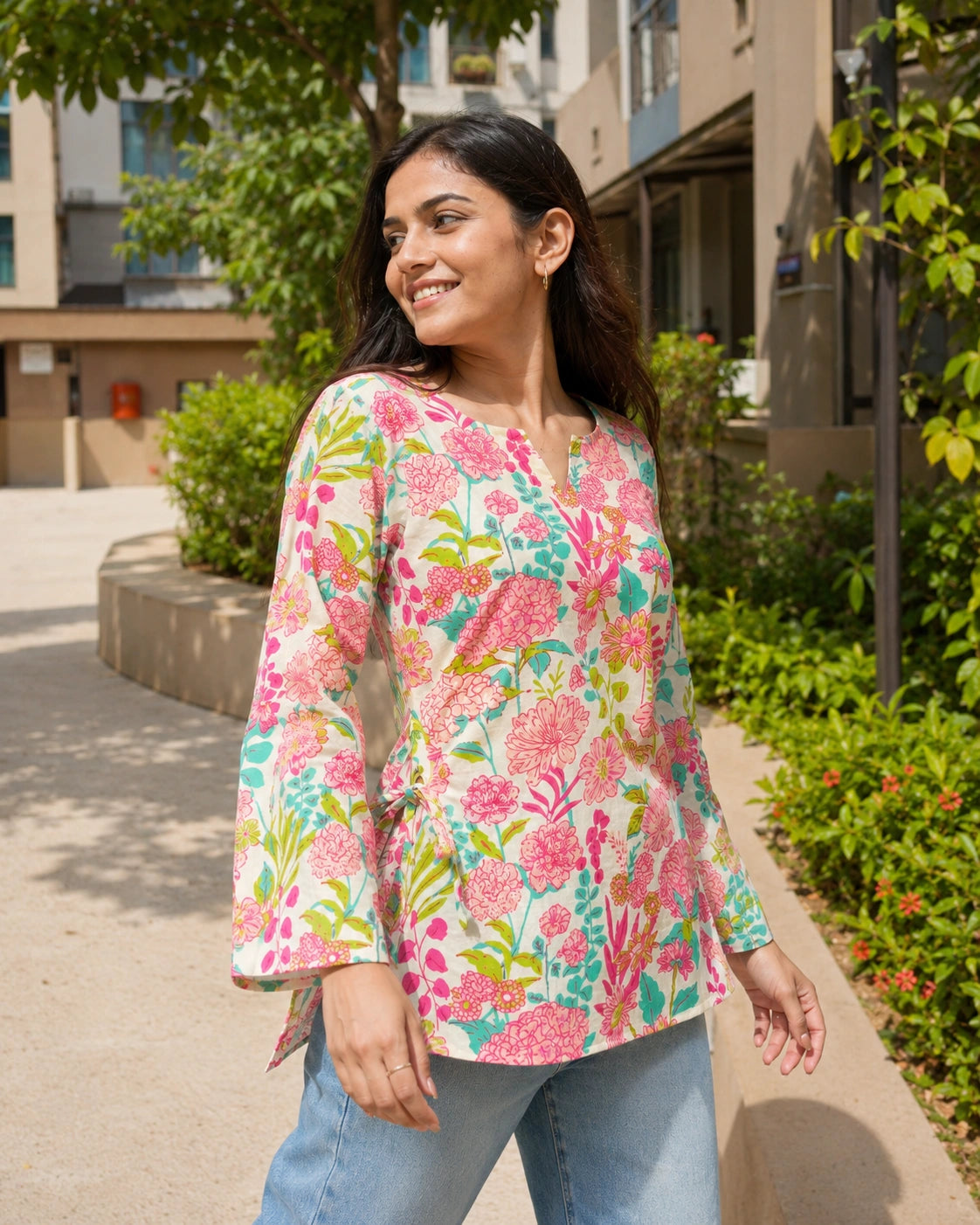 Surabhi Floral Garden Cotton Kurti