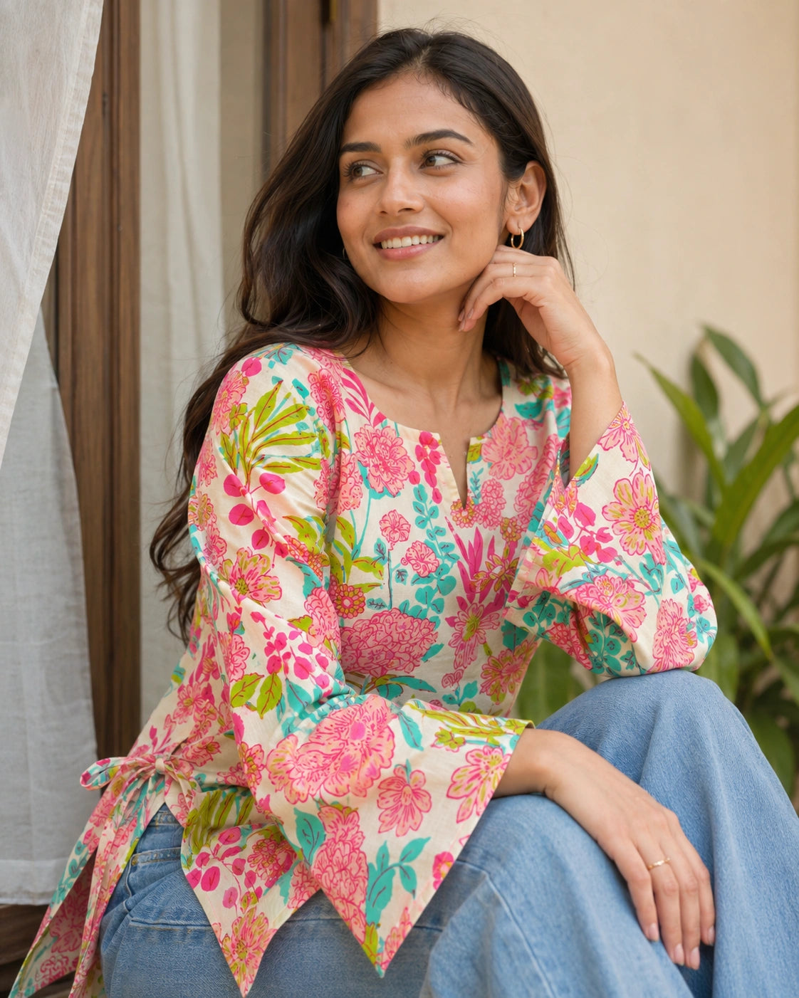 Surabhi Floral Garden Cotton Kurti