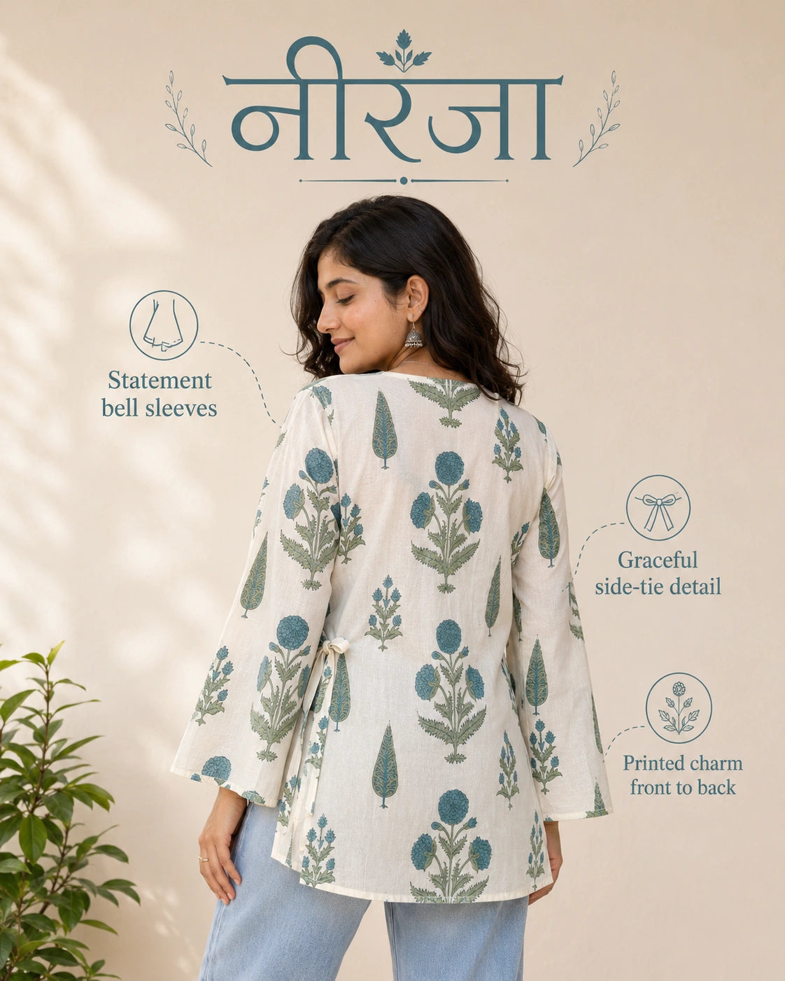 Neerja Floral Bloom Side-Tie Kurti
