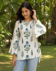 Neerja Floral Bloom Side-Tie Kurti