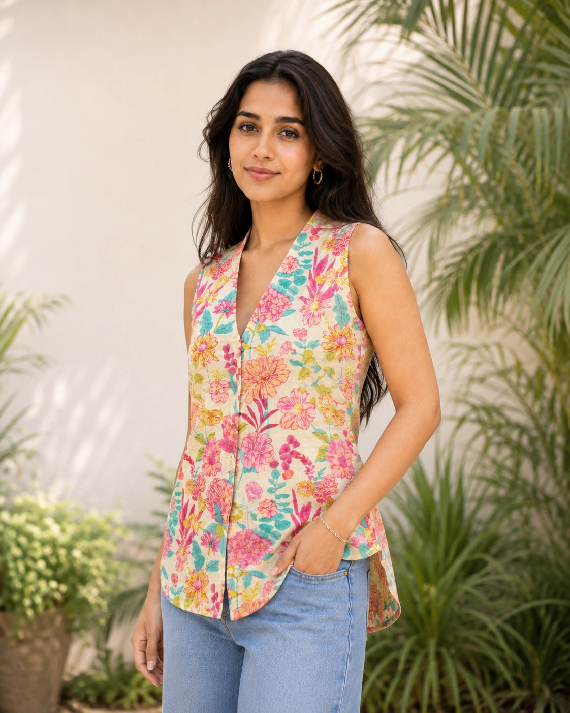 Rasmayi Floral Mulmul Cotton Kurti