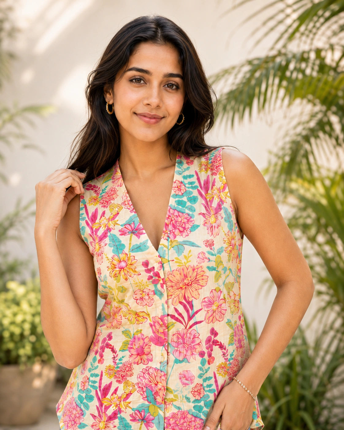 Rasmayi Floral Mulmul Cotton Kurti