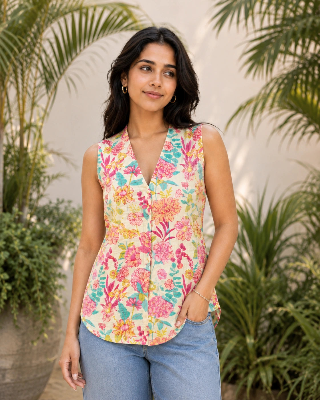 Rasmayi Floral Mulmul Cotton Kurti