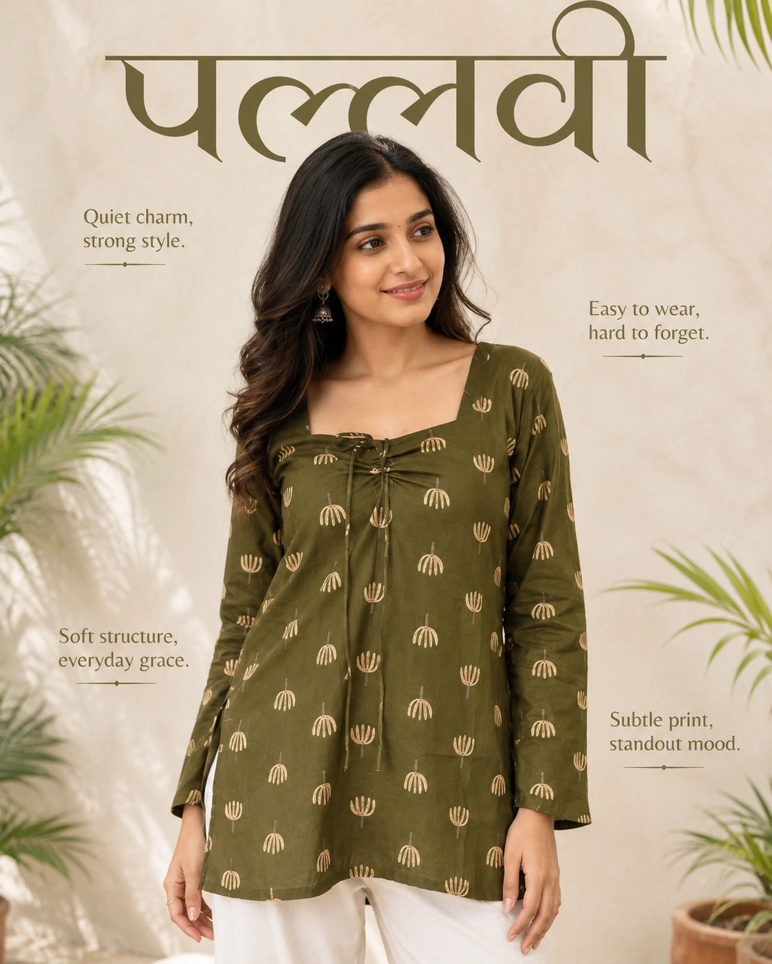 Pallavi Lotus Motif Lace-Up Kurti