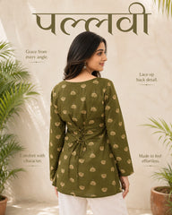 Pallavi Lotus Motif Lace-Up Kurti
