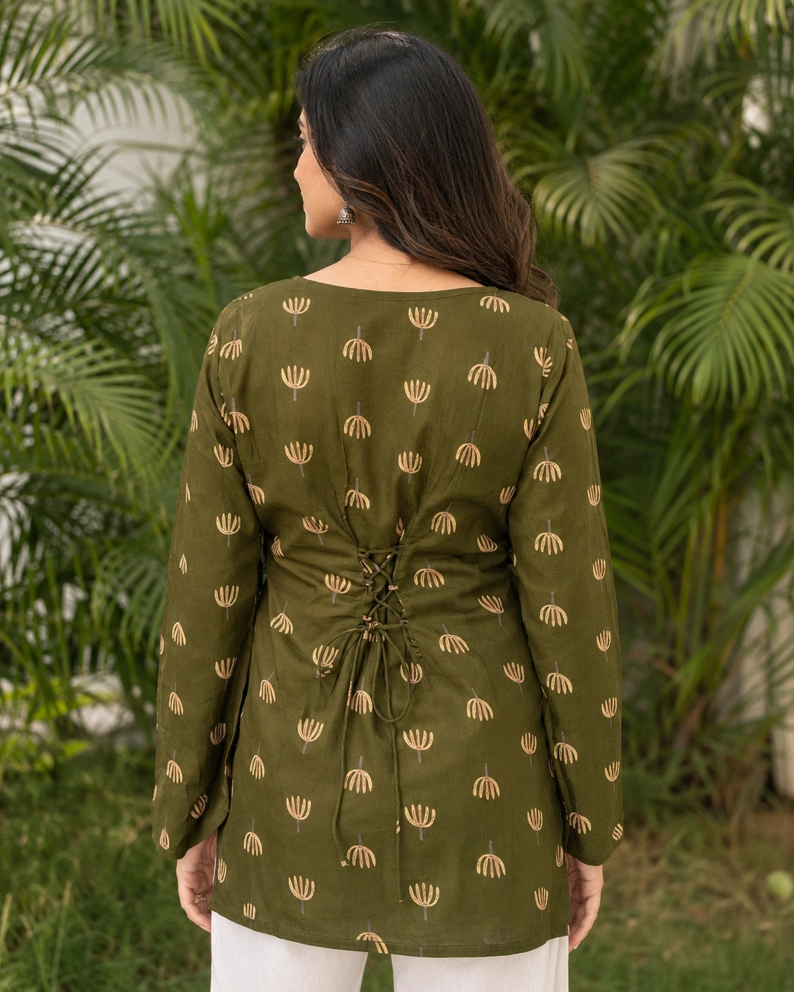 Pallavi Lotus Motif Lace-Up Kurti