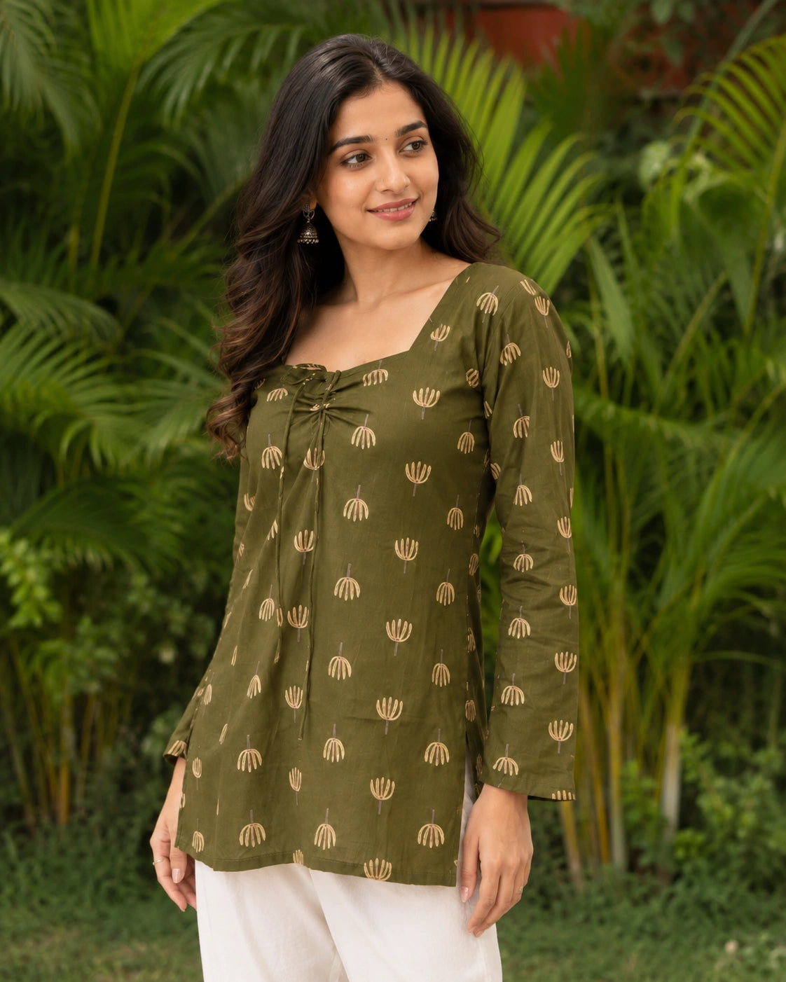 Pallavi Lotus Motif Lace-Up Kurti