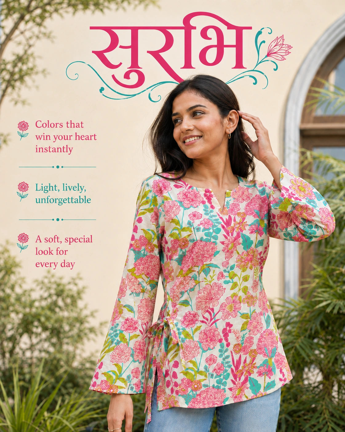 Surabhi Floral Garden Cotton Kurti