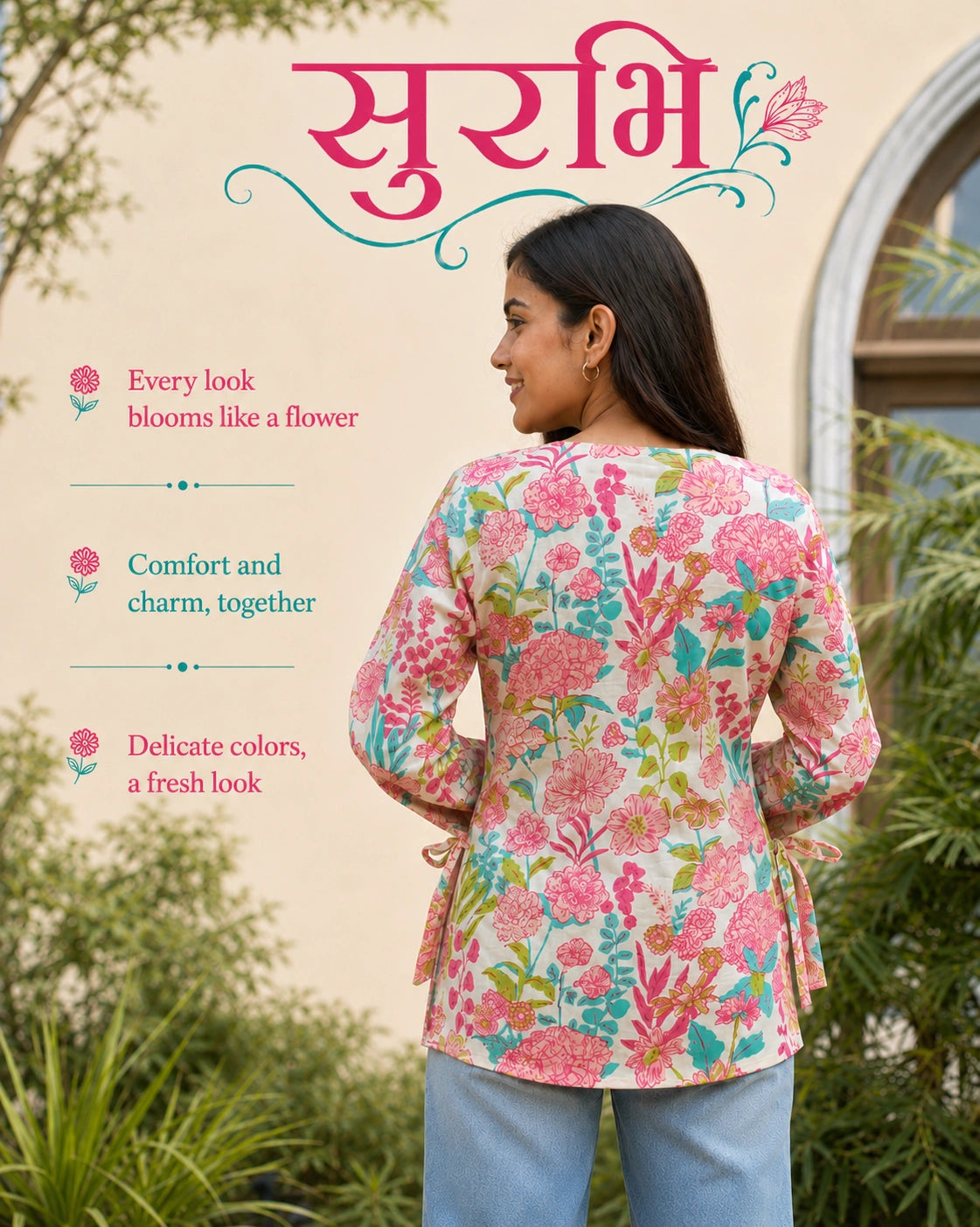 Surabhi Floral Garden Cotton Kurti