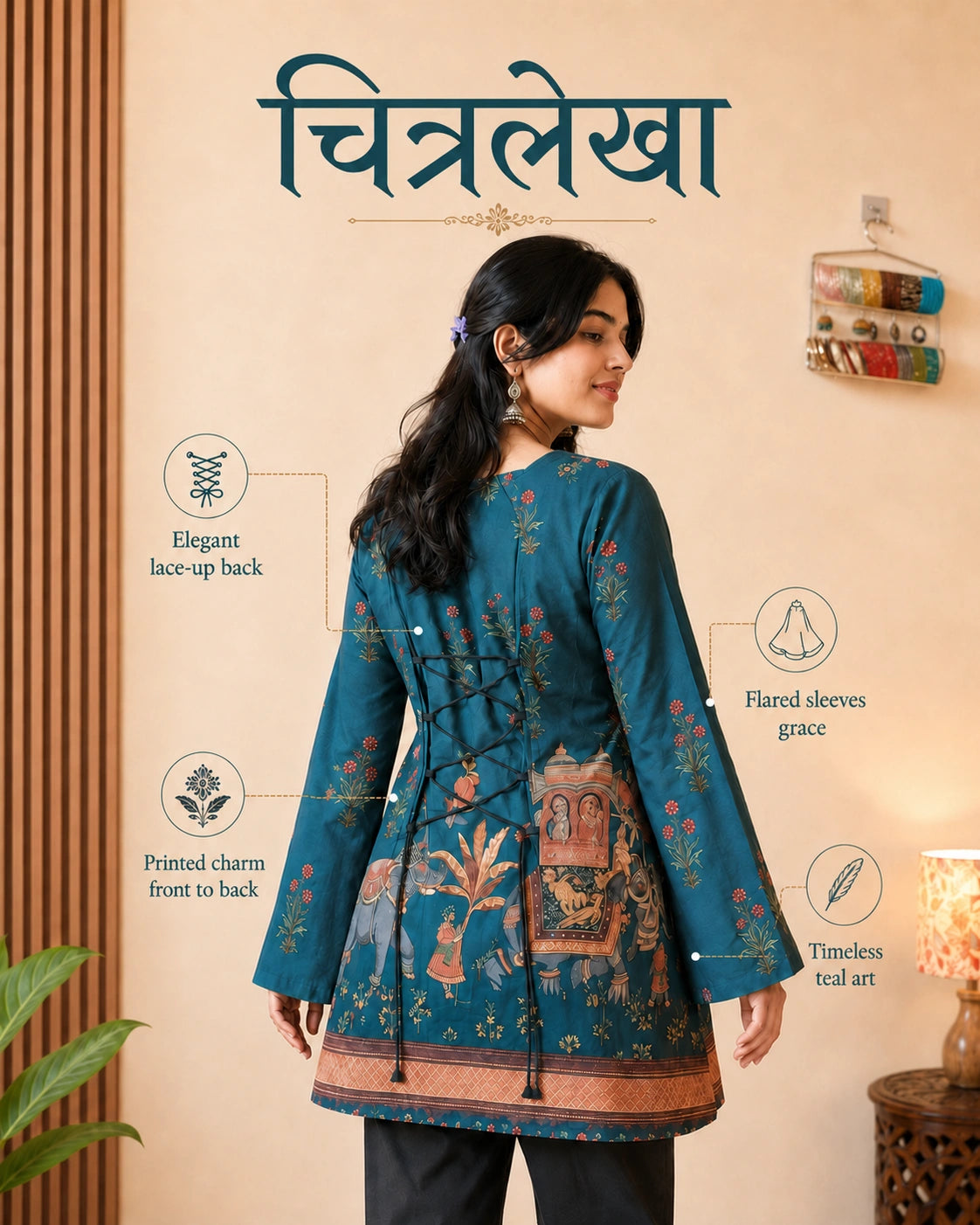 Chitralekha Kalamkari Mulmul Cotton Kurti