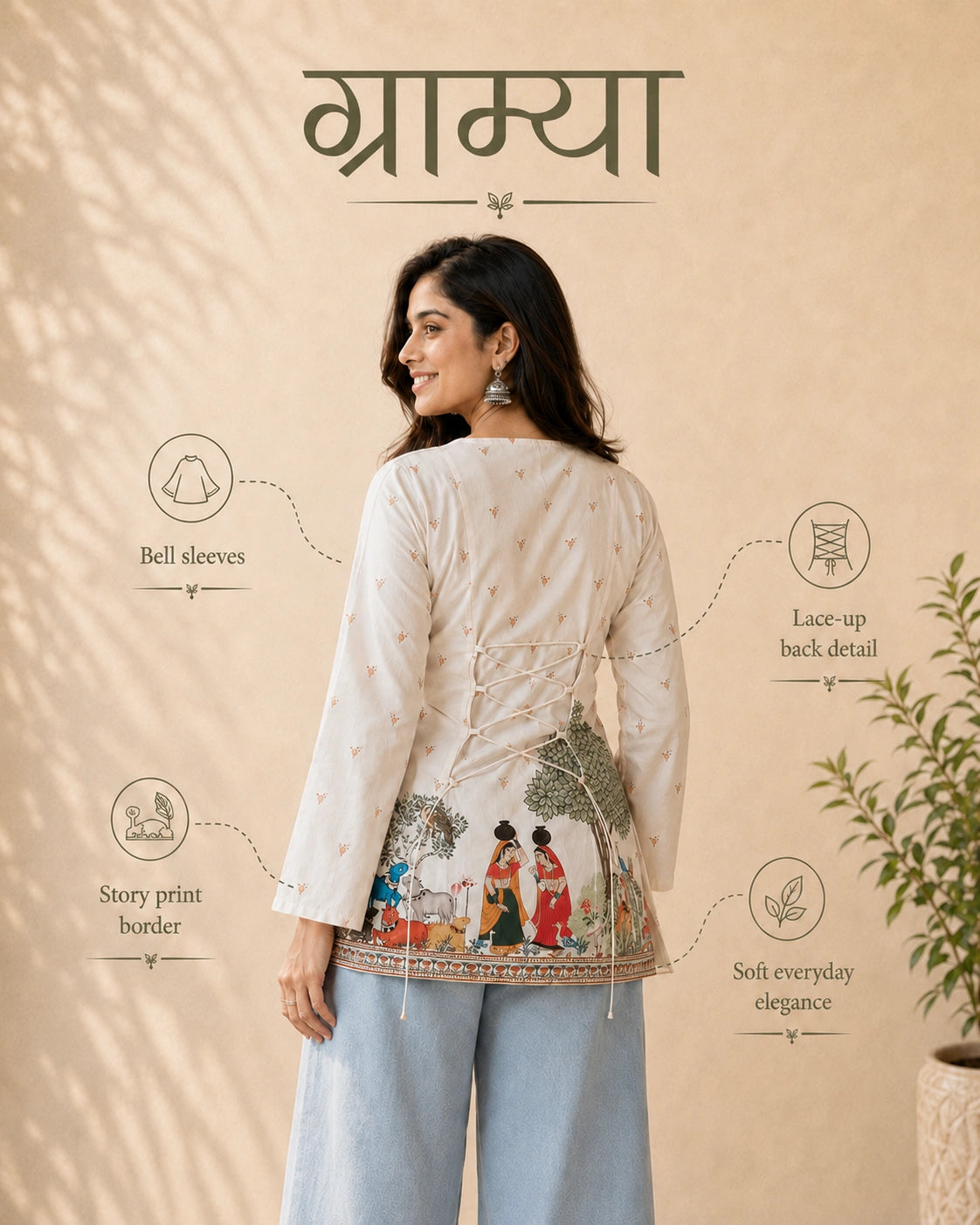 Gramya Kalamkari Cotton Short Kurti