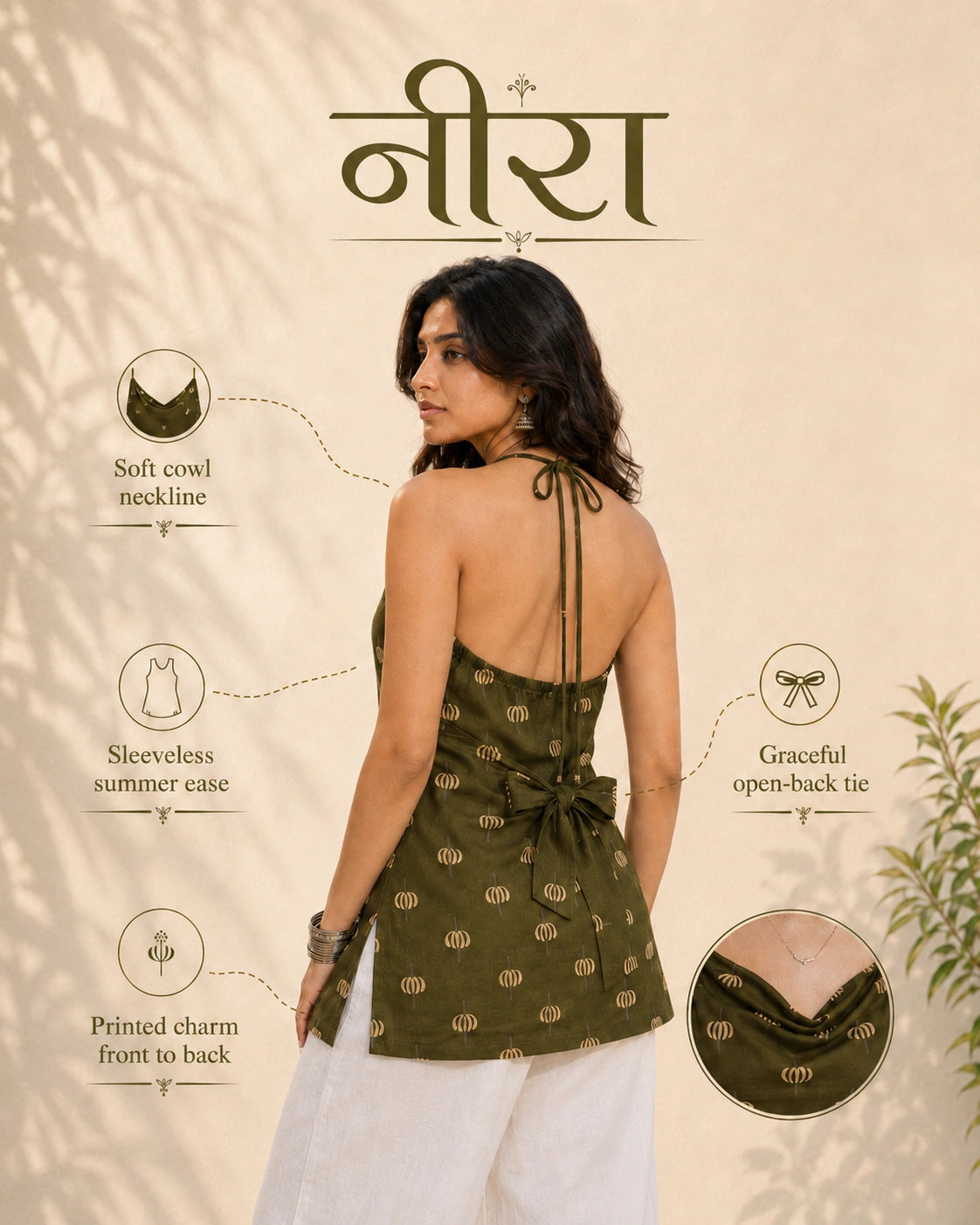 Nira Hand Block Print Cotton Short Kurti