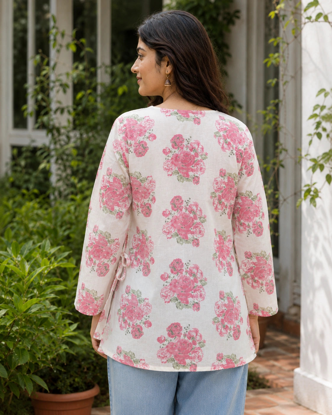 Gulab Rang Floral Kurti
